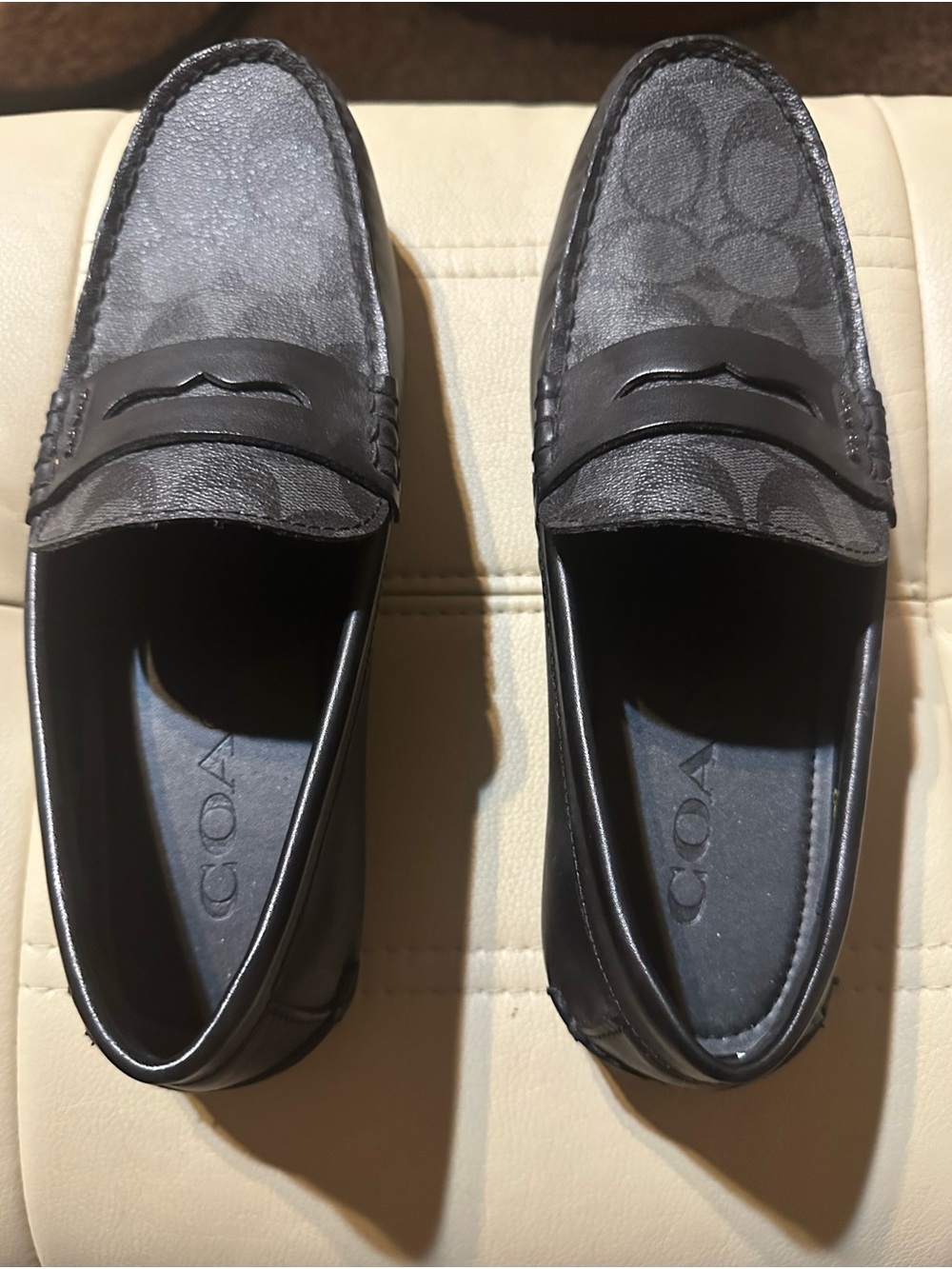 Coach Men’s Charcoal Logo Penny Loafers
